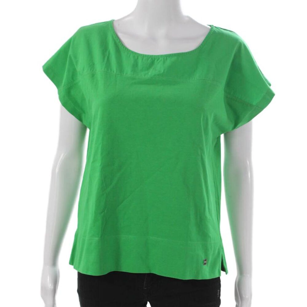 Purificacion Garcia Women Tee Green Cotton Scoop Neck Short Sleeve Size XS